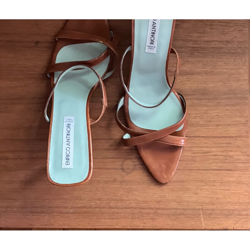 Enrico Antinori open toed high heeled leather sandals. Made In Italy.